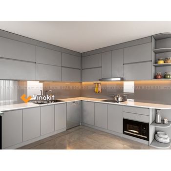Mẫu tủ bếp nhựa cánh Melamine NME10