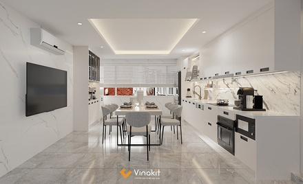 Mẫu tủ bếp gỗ công nghiệp cánh Melamine ME16