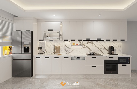 Mẫu tủ bếp gỗ công nghiệp cánh Melamine ME16