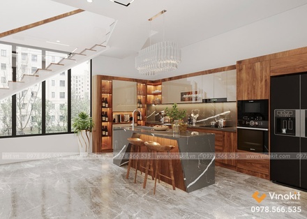  Mẫu tủ bếp gỗ óc chó Vinakit OCC05