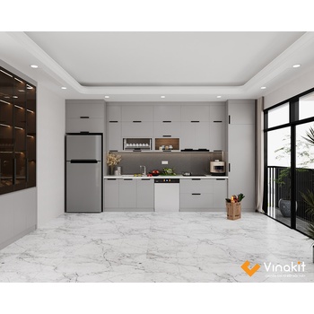 Mẫu tủ bếp Inox cánh kính cường lực CK60