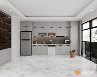 Mẫu tủ bếp Inox cánh kính cường lực CK60