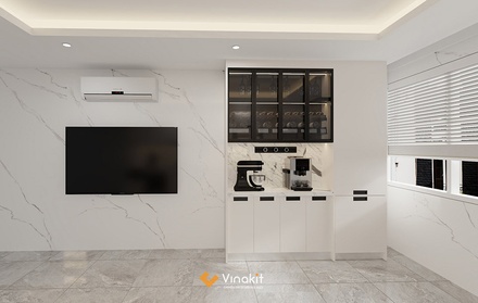 Mẫu tủ bếp gỗ công nghiệp cánh Melamine ME16
