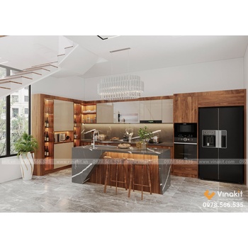  Mẫu tủ bếp gỗ óc chó Vinakit OCC05