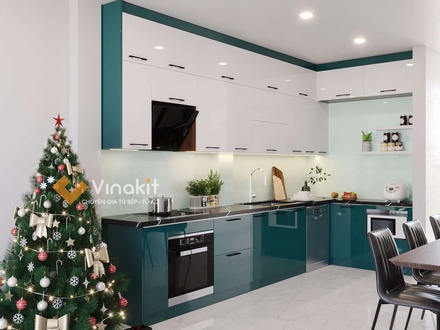Mẫu tủ bếp gỗ công nghiệp cánh Acrylic Vinakit AV15