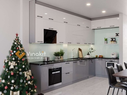 Mẫu tủ bếp gỗ công nghiệp cánh Acrylic Vinakit AV15