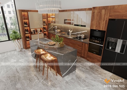  Mẫu tủ bếp gỗ óc chó Vinakit OCC05