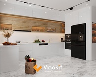 Mẫu tủ bếp Inox cánh Acrylic hệ modul rời CNC IN40