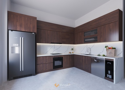 Mẫu tủ bếp gỗ công nghiệp cánh Melamine ME19