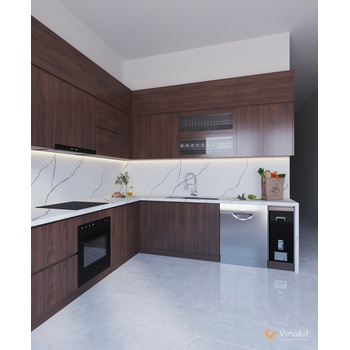 Mẫu tủ bếp gỗ công nghiệp cánh Melamine ME19