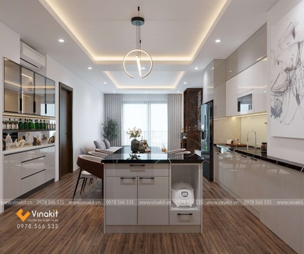 Tủ bếp nhựa cánh Acrylic AC13