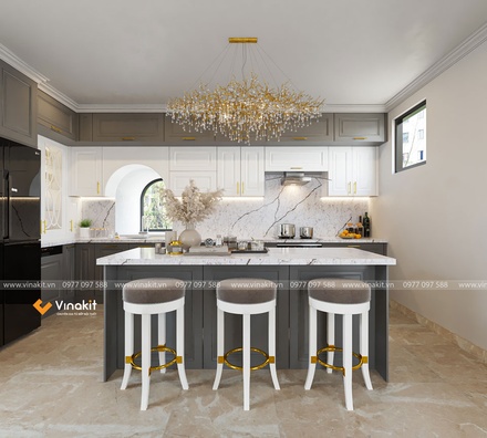 Mẫu tủ bếp gỗ công nghiệp cánh sơn Inchem INC11