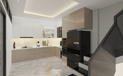 Mẫu tủ bếp nhựa cánh Melamine NME12