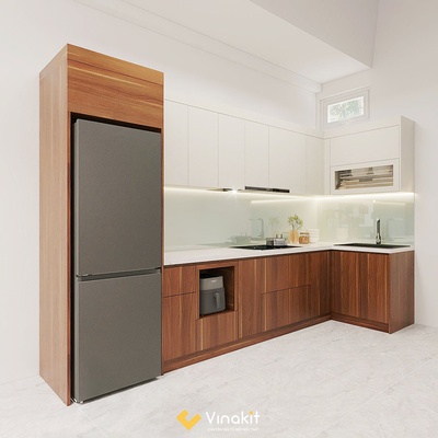 Mẫu tủ bếp Inox cánh Laminate INLA2