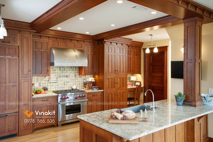 Mẫu tủ bếp gỗ gõ Vinakit GG10