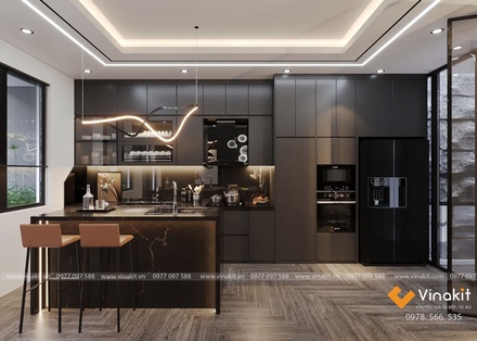 Tủ bếp nhôm cánh Acrylic AL01