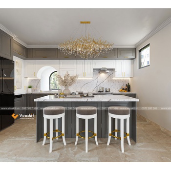 Mẫu tủ bếp gỗ công nghiệp cánh sơn Inchem INC11