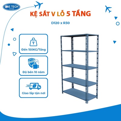 Kệ sắt V lỗ 5 tầng chất lượng cao bảo hành 2 năm