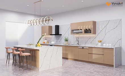 Mẫu tủ bếp Inox cánh Acrylic hệ modul rời CNC IN43