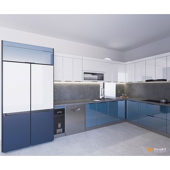 Mẫu tủ bếp inox cánh kính cường lực CK103